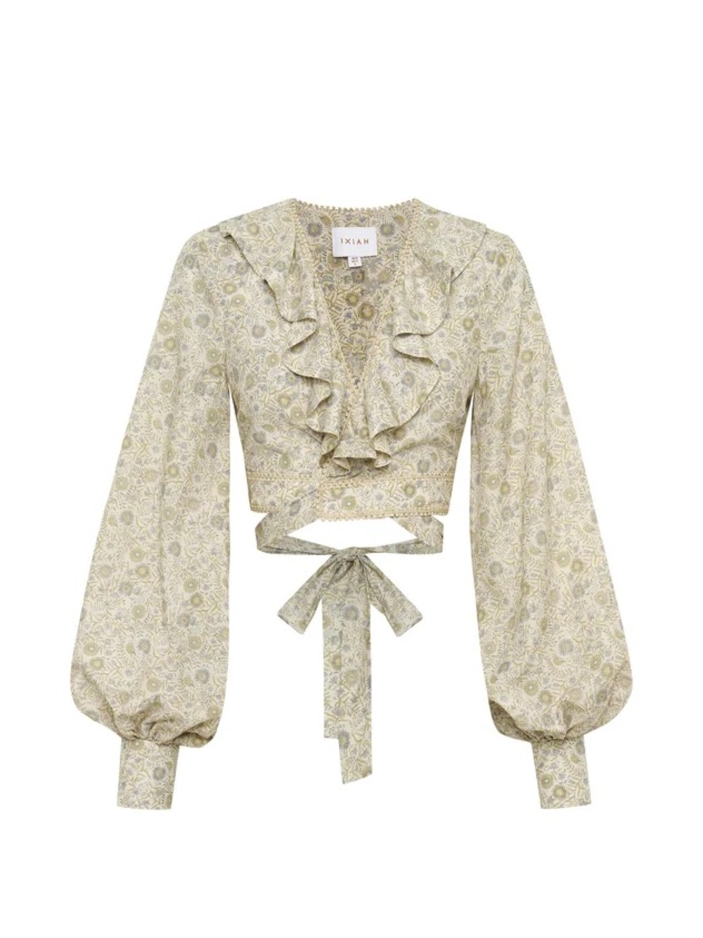 IXIAH Floral Ruffle Wrap Crop Blouse Size S